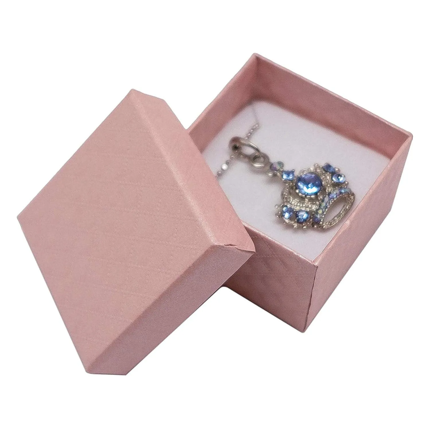 1 3/4" x 1 3/4" Pink Diamond Pattern Cardboard Jewelry Box