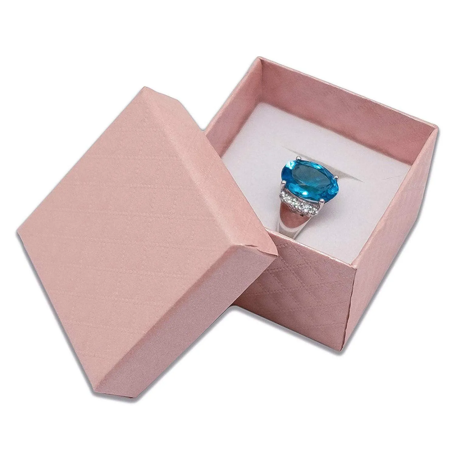 1 3/4" x 1 3/4" Pink Diamond Pattern Cardboard Jewelry Box
