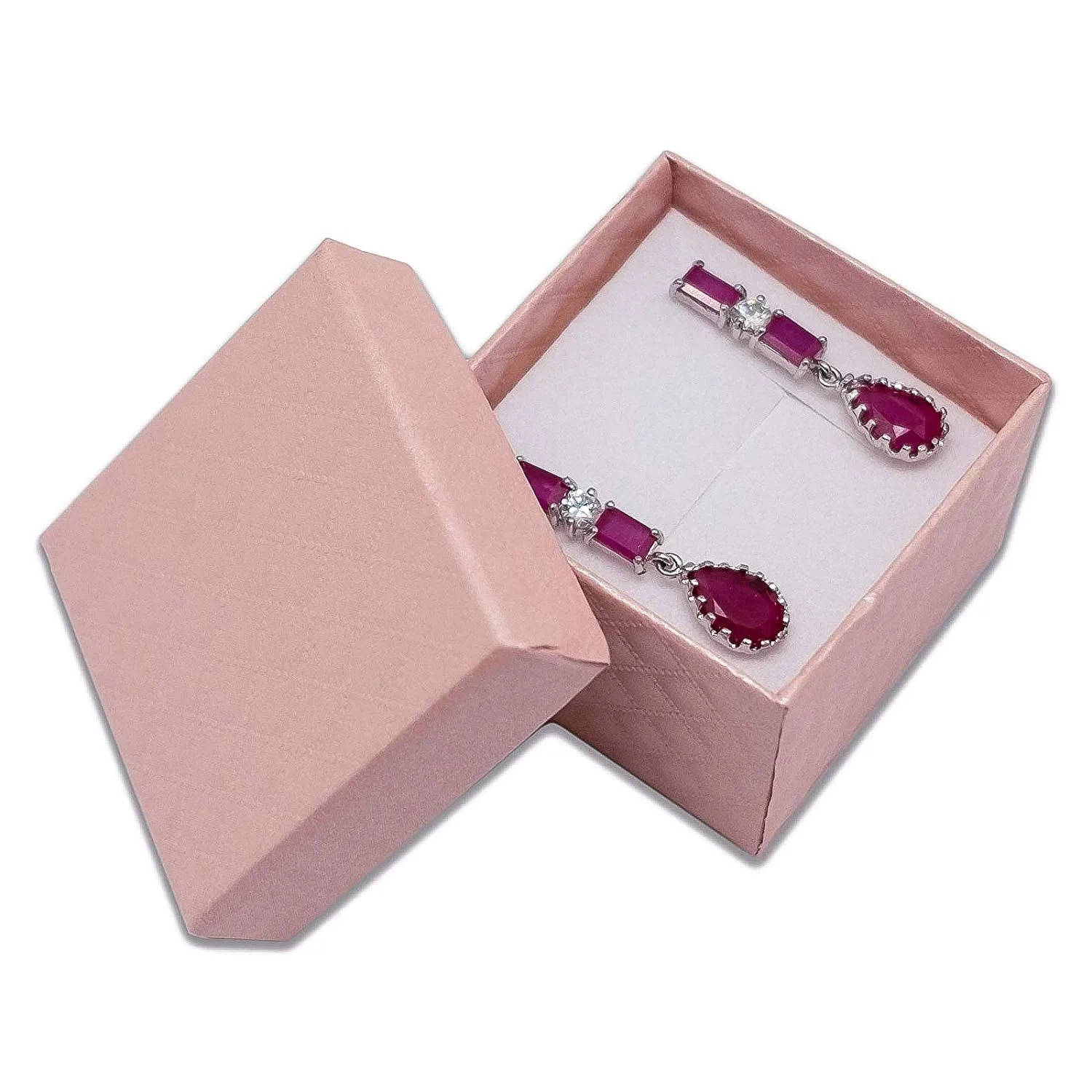 1 3/4" x 1 3/4" Pink Diamond Pattern Cardboard Jewelry Box