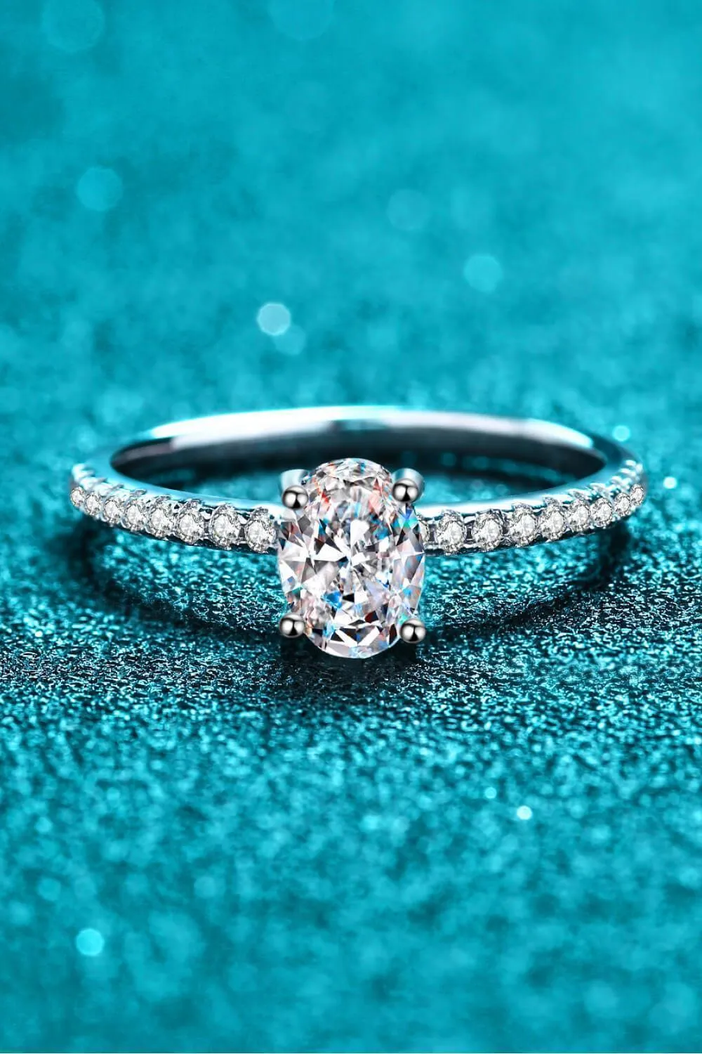 1 Carat Oval Moissanite Ring Sterling Silver