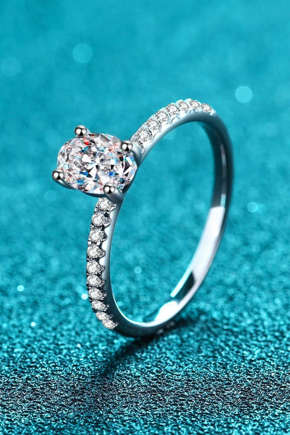 1 Carat Oval Moissanite Ring Sterling Silver