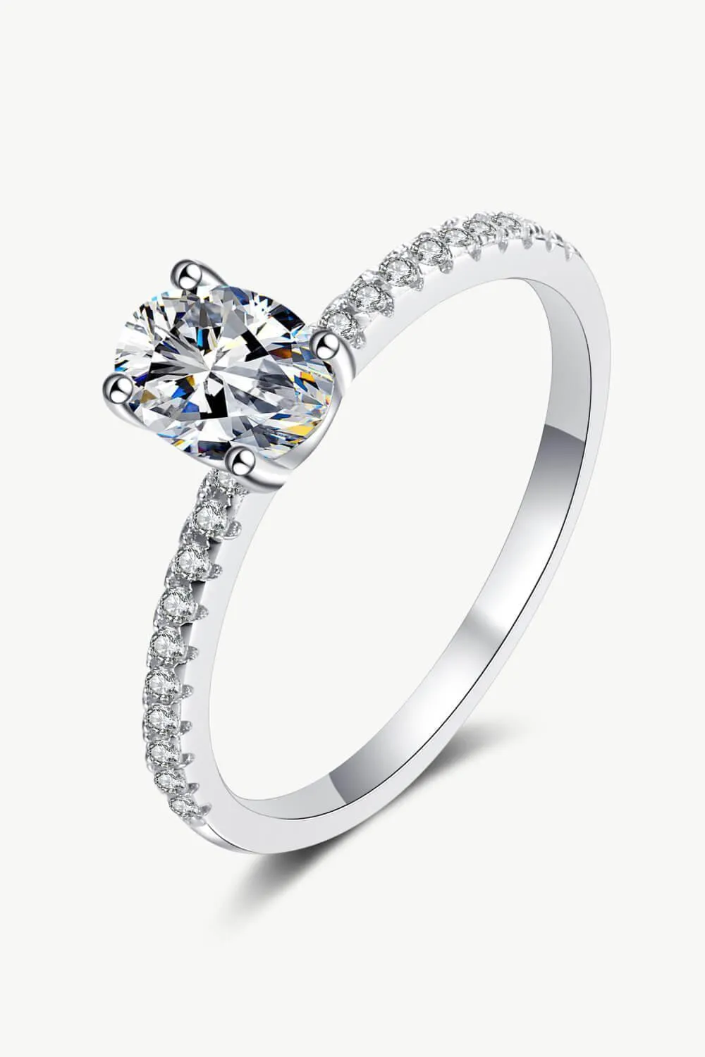 1 Carat Oval Moissanite Ring Sterling Silver