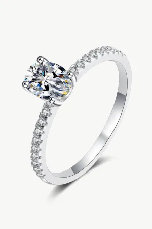 1 Carat Oval Moissanite Ring Sterling Silver