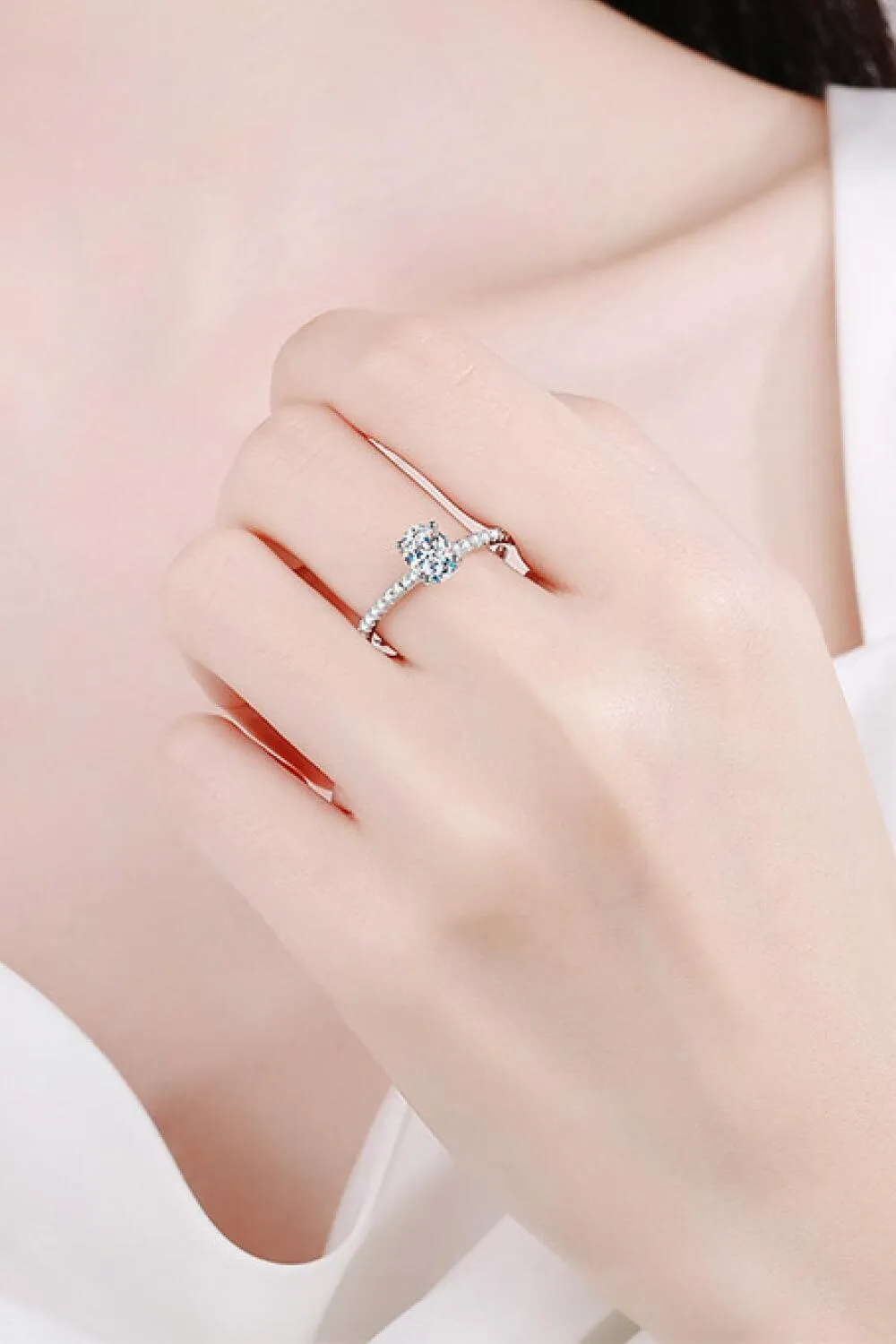 1 Carat Oval Moissanite Ring Sterling Silver