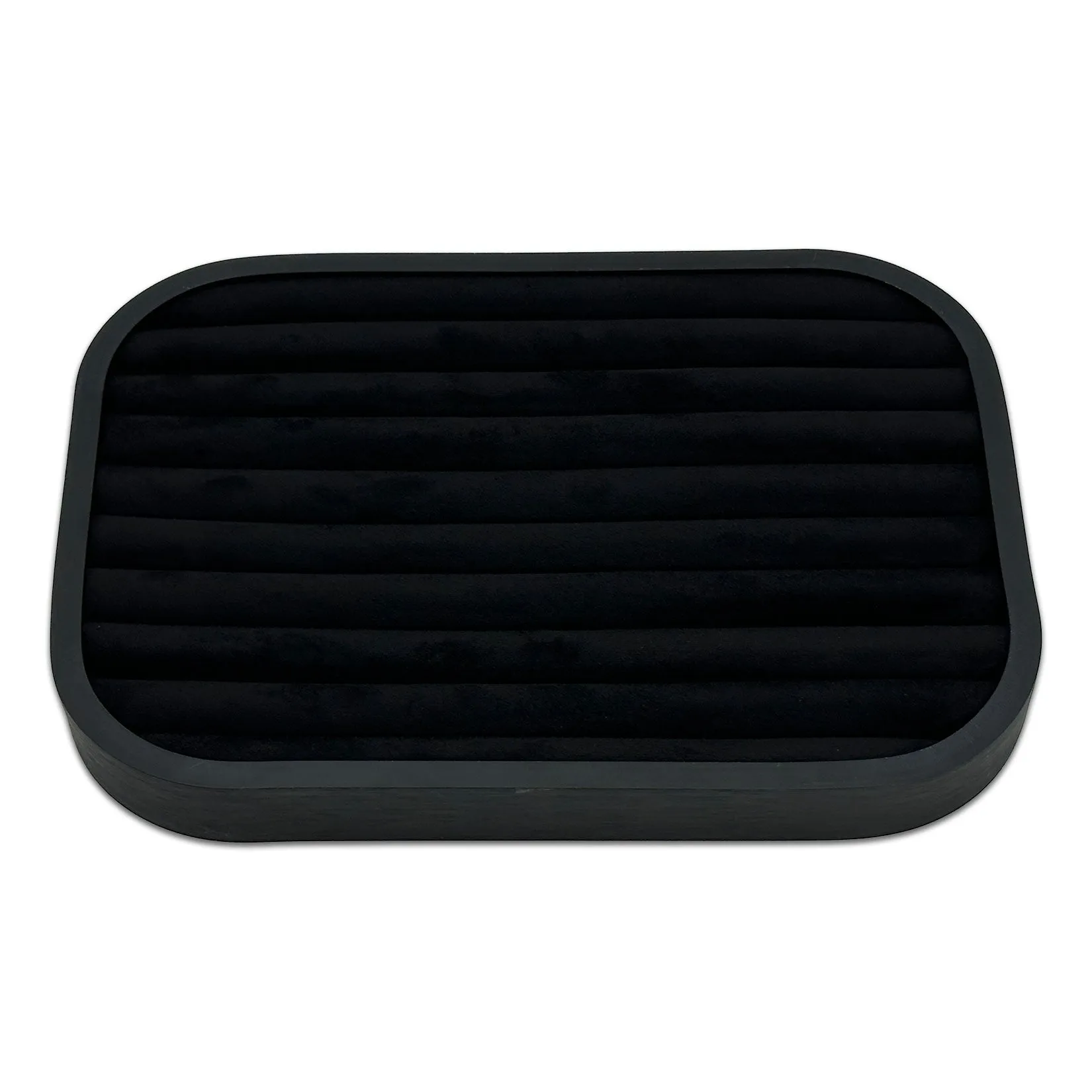 10 5/8" x 7 5/8" Black Brushed Aluminum Black Velvet 9 Row Ring Display Tray