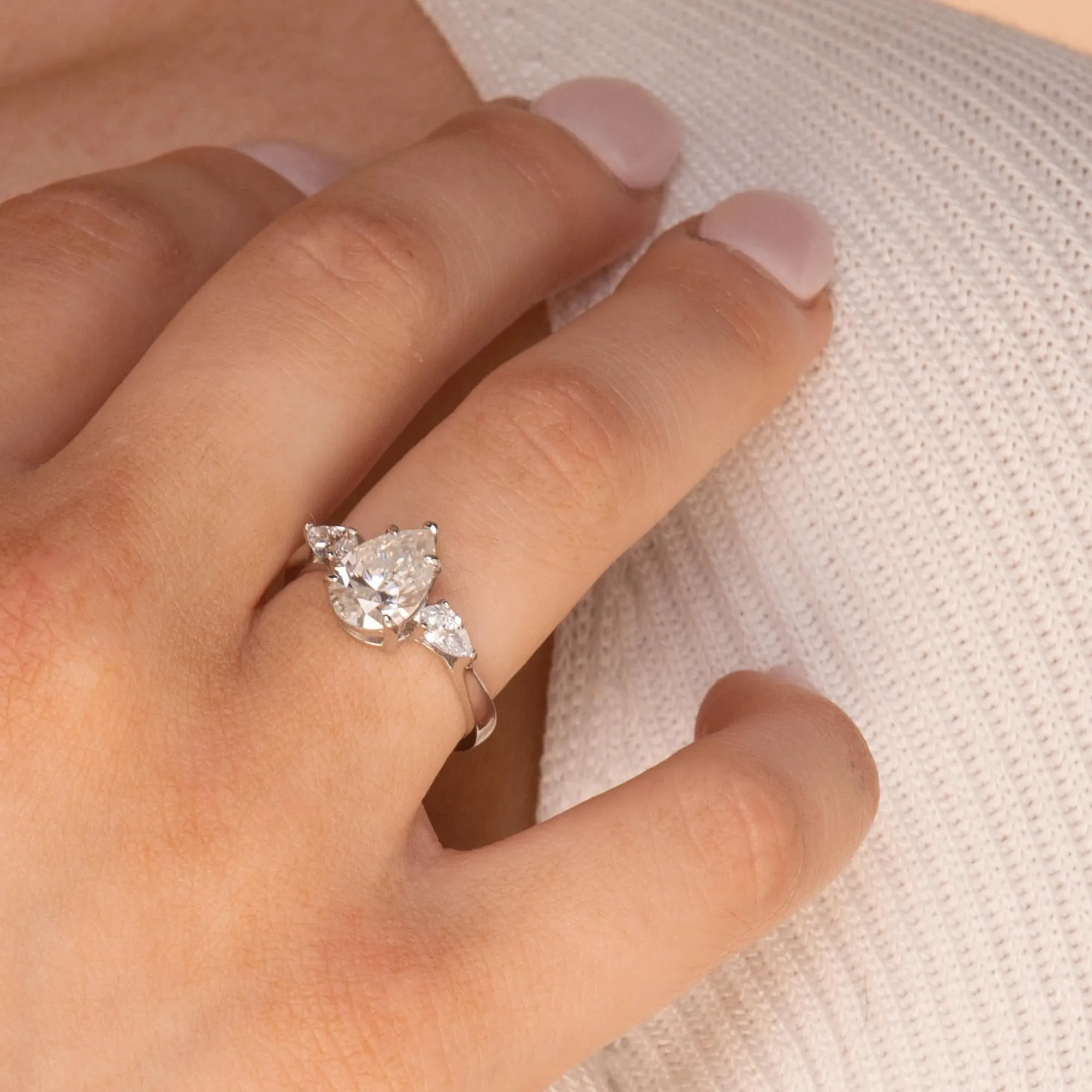 1.0 ct Teardrop Moissanite Diamond Ring
