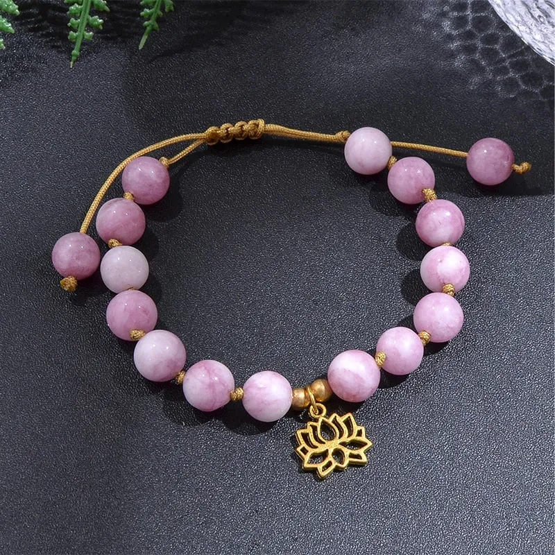 108 8mm Kunzite Beaded Knotted Japamala Necklace Meditation Yoga Spirit Jewelry Bracelet Set