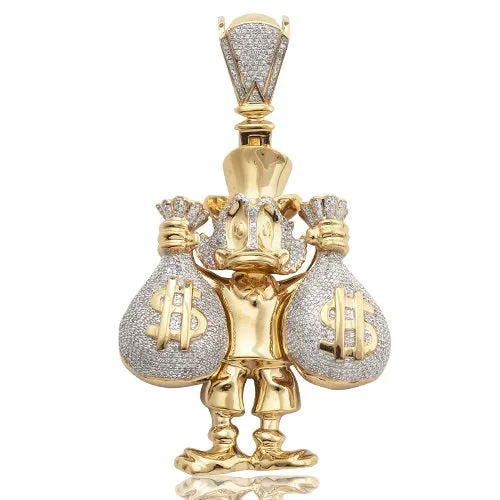 10K 1.25CTW DUCK WITH MONEY BAGS PENDANT