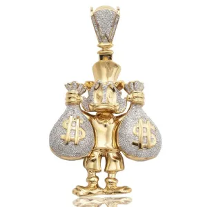 10K 1.25CTW DUCK WITH MONEY BAGS PENDANT