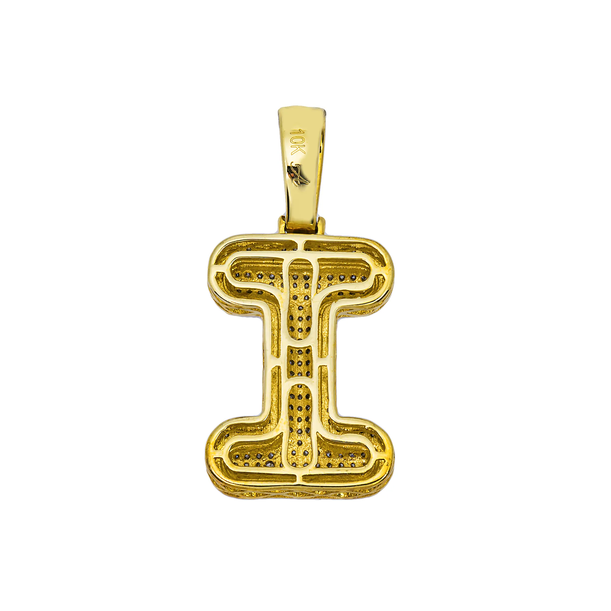 10k Yellow Gold Diamond Letter I Pendant 0.35 Ctw