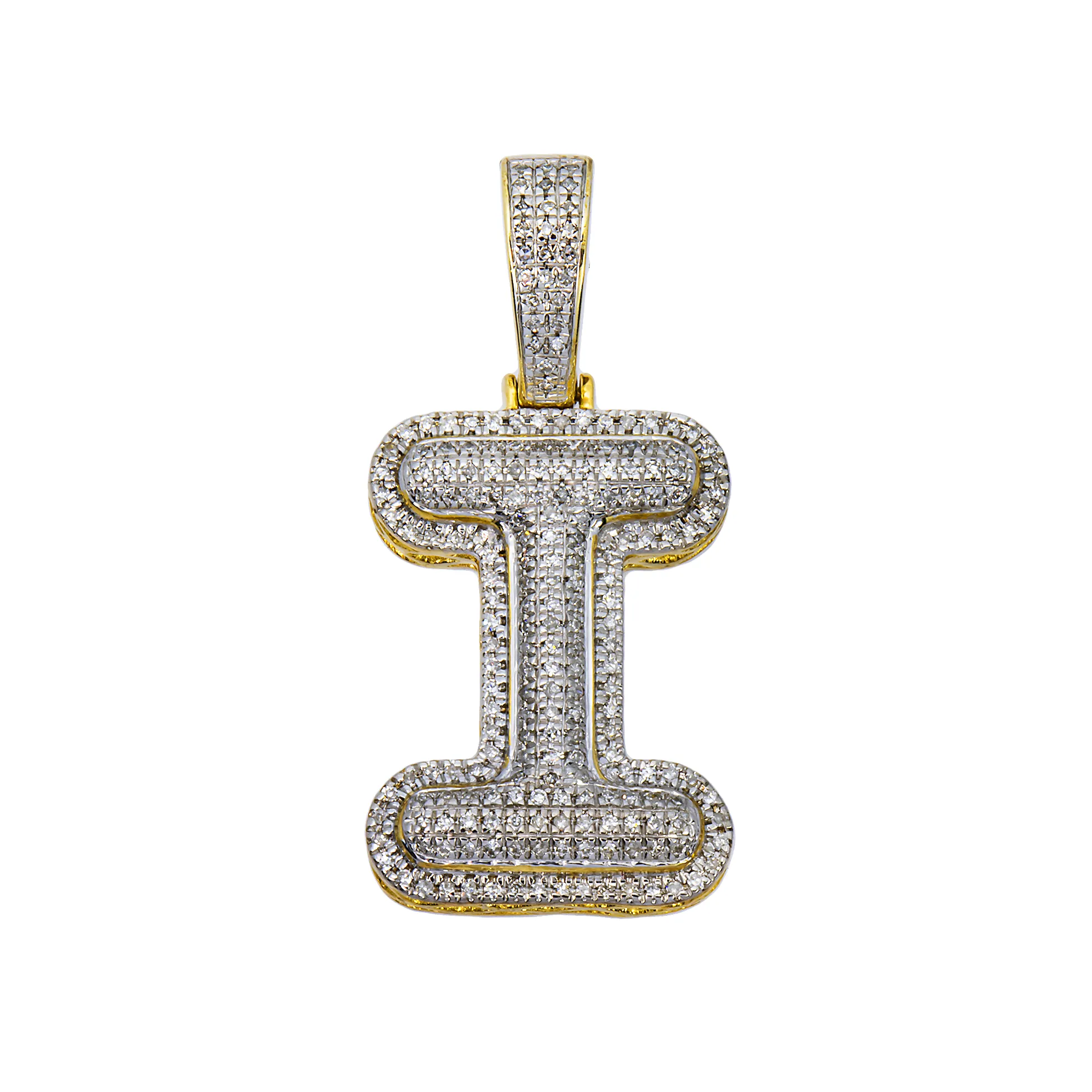 10k Yellow Gold Diamond Letter I Pendant 0.35 Ctw