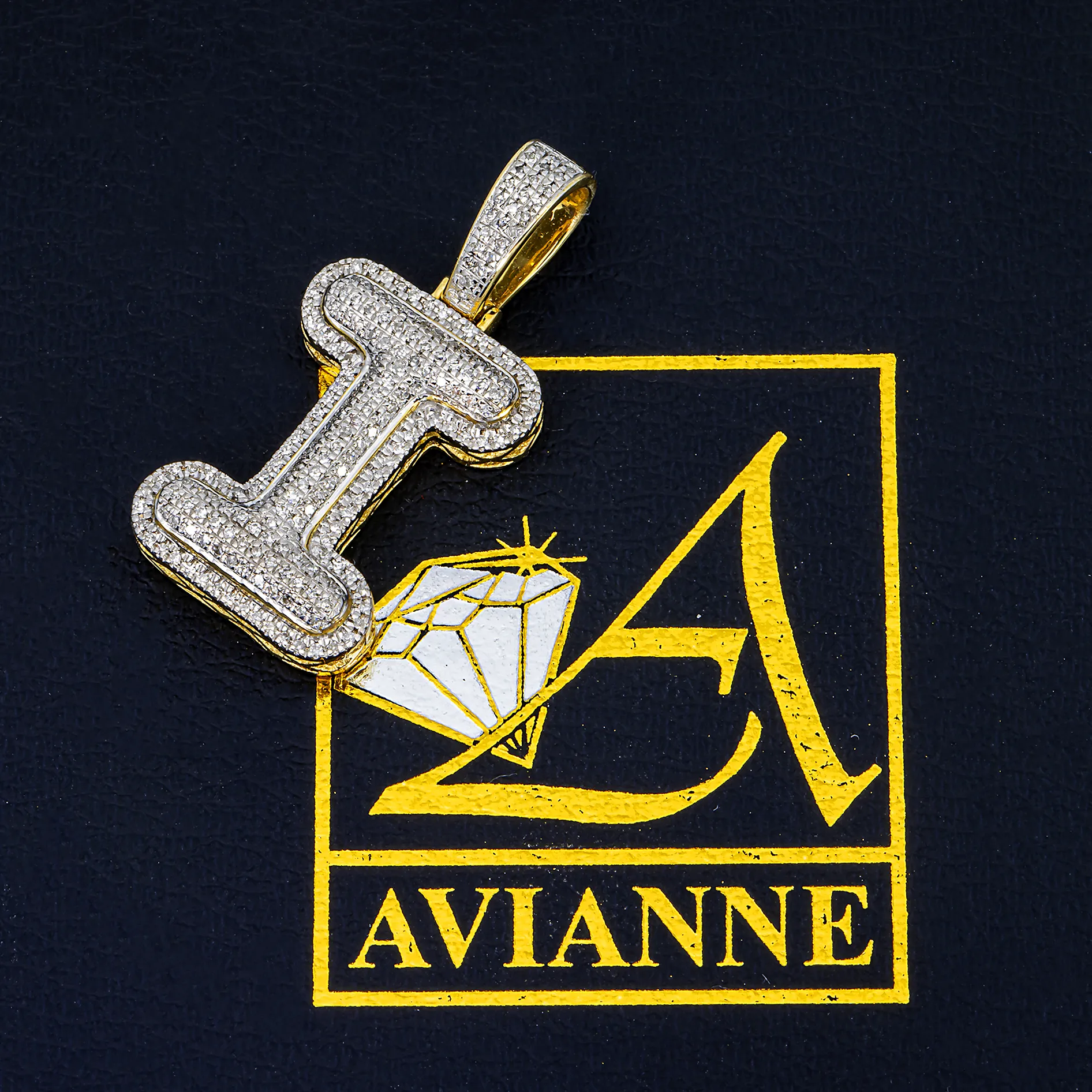 10k Yellow Gold Diamond Letter I Pendant 0.35 Ctw
