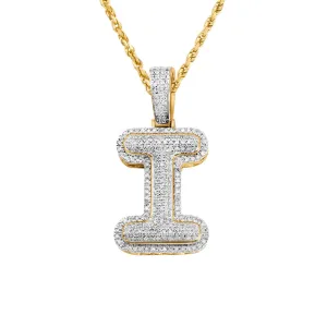10k Yellow Gold Diamond Letter I Pendant 0.35 Ctw