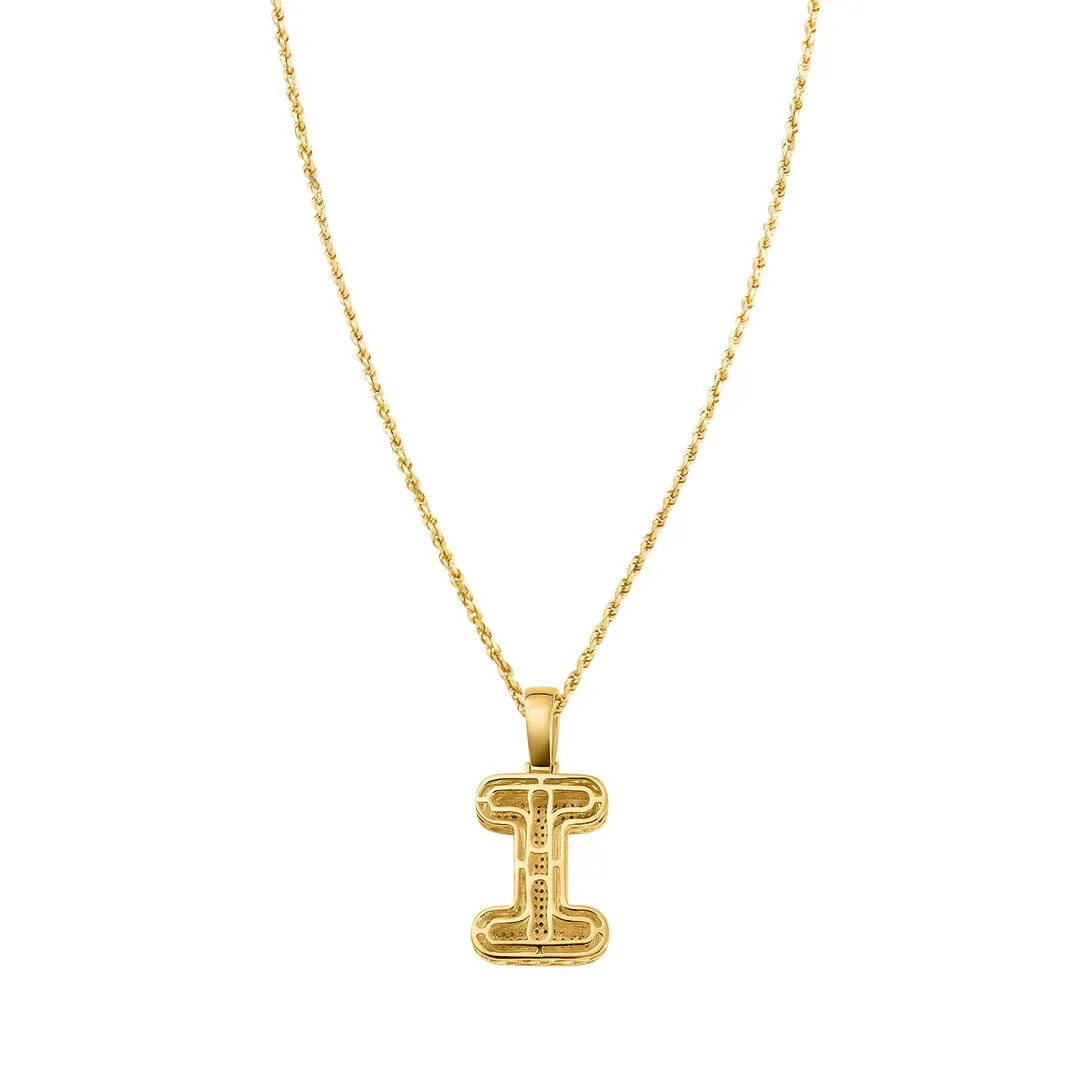 10k Yellow Gold Diamond Letter I Pendant 0.35 Ctw