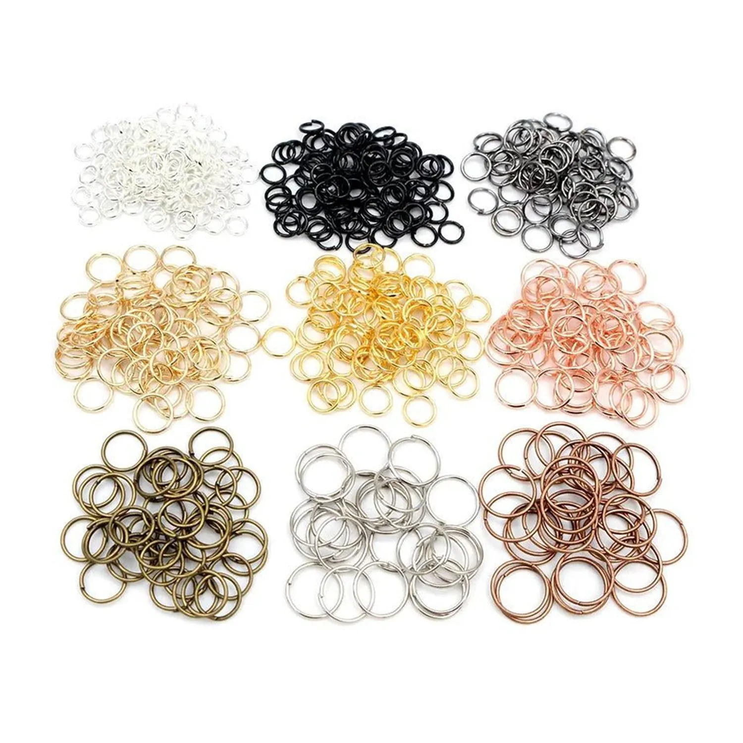 10pcs Jewellery Open Jump Rings 8mm-12mm Single Loop KC Gold Rhodium Light Silver Gold Key Rings Small Keyring