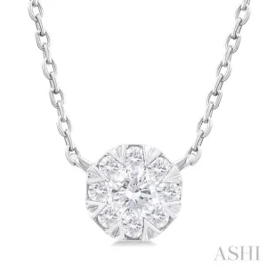 1/10 ctw Lovebright Petite Round Shape Round Cut Diamond Fashion Pendant With Chain in 10K White Gold