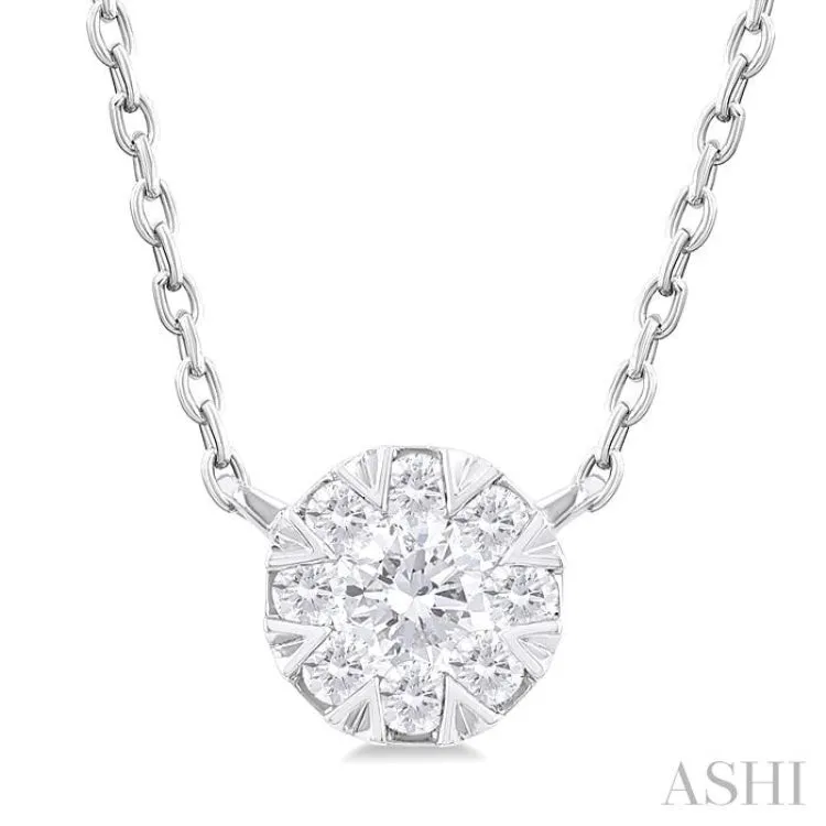 1/10 ctw Lovebright Petite Round Shape Round Cut Diamond Fashion Pendant With Chain in 10K White Gold