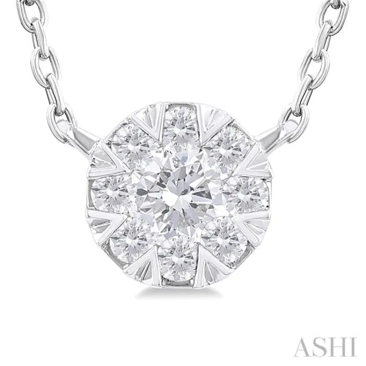 1/10 ctw Lovebright Petite Round Shape Round Cut Diamond Fashion Pendant With Chain in 10K White Gold