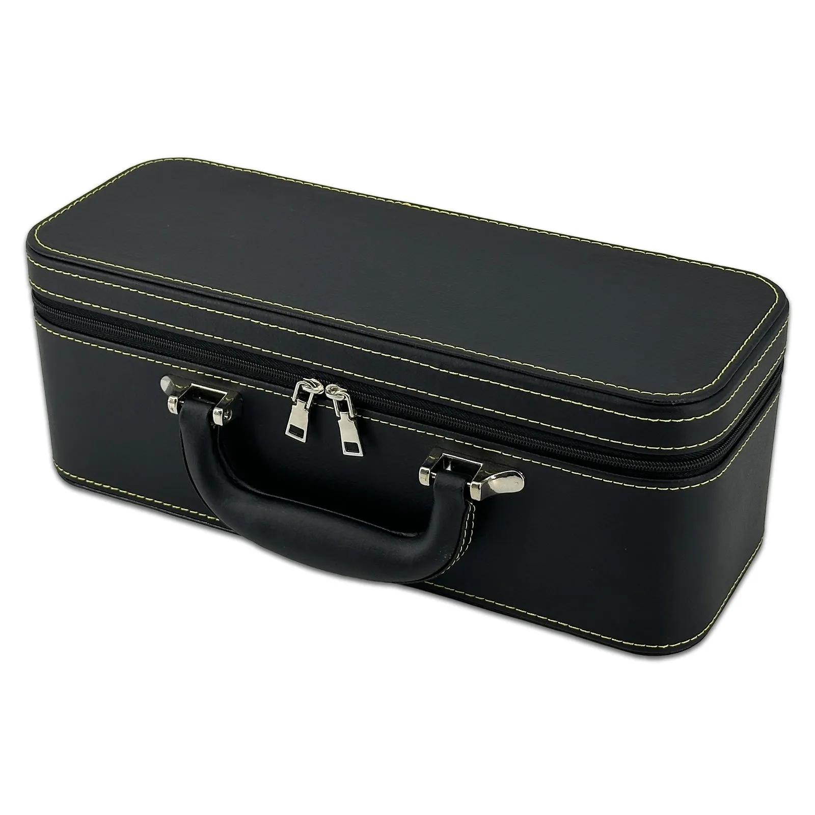 12" x 4 1/2" Black Leatherette Jewelry Travel Case