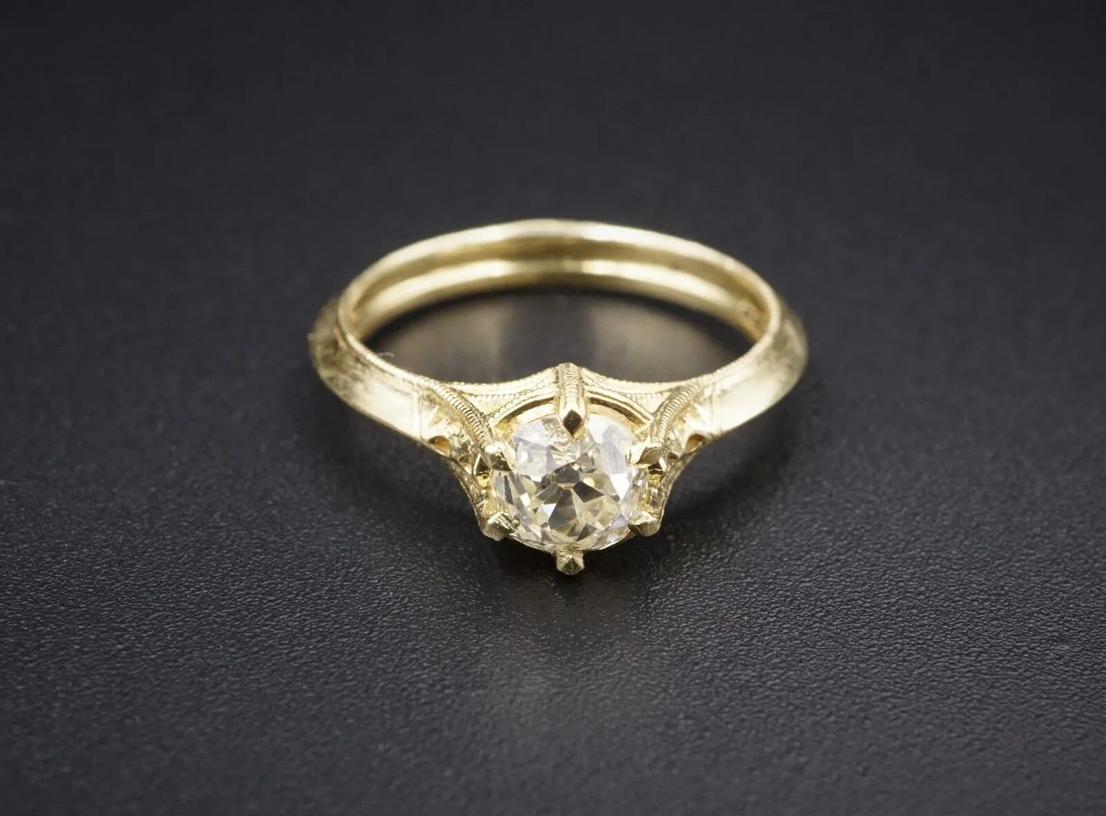14k GIA VS1 Solitaire 1 carat Old Mine Cut Diamond Engagement Ring Sz 6.5 RG1424
