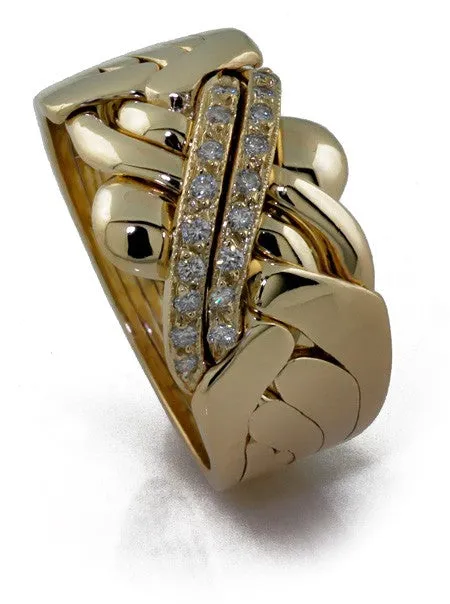 14K Gold 6 Band Diamond Puzzle Ring 6B141D