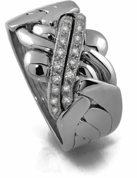 14K Gold 6 Band Diamond Puzzle Ring 6B141D