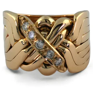 14K Gold 7 Band Diamond Puzzle Ring 7B5D