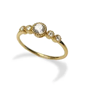 14k gold diamond white topaz designer stackable ring MR45625