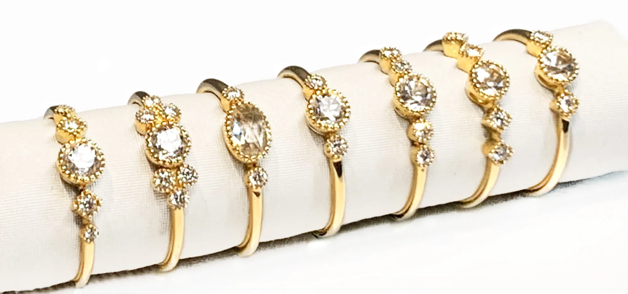 14k gold diamond white topaz designer stackable ring MR45625