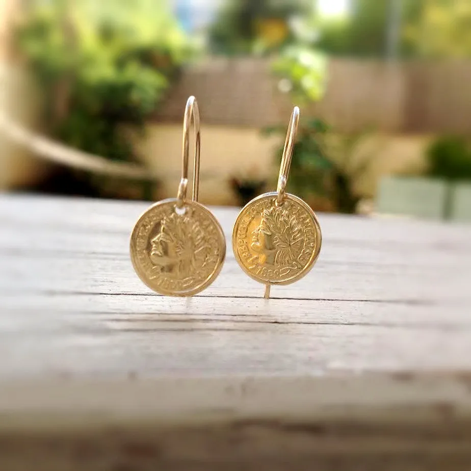 14k Gold filled dangle Coin earrings