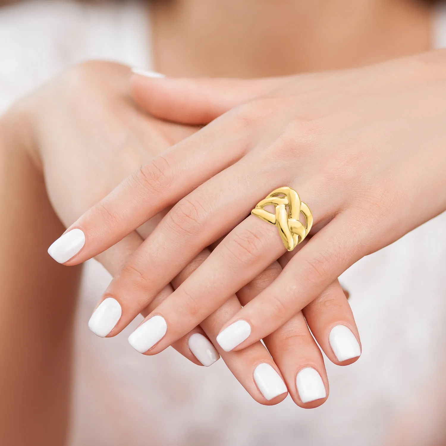 14k Polished Bold Basket Weave Dome Ring