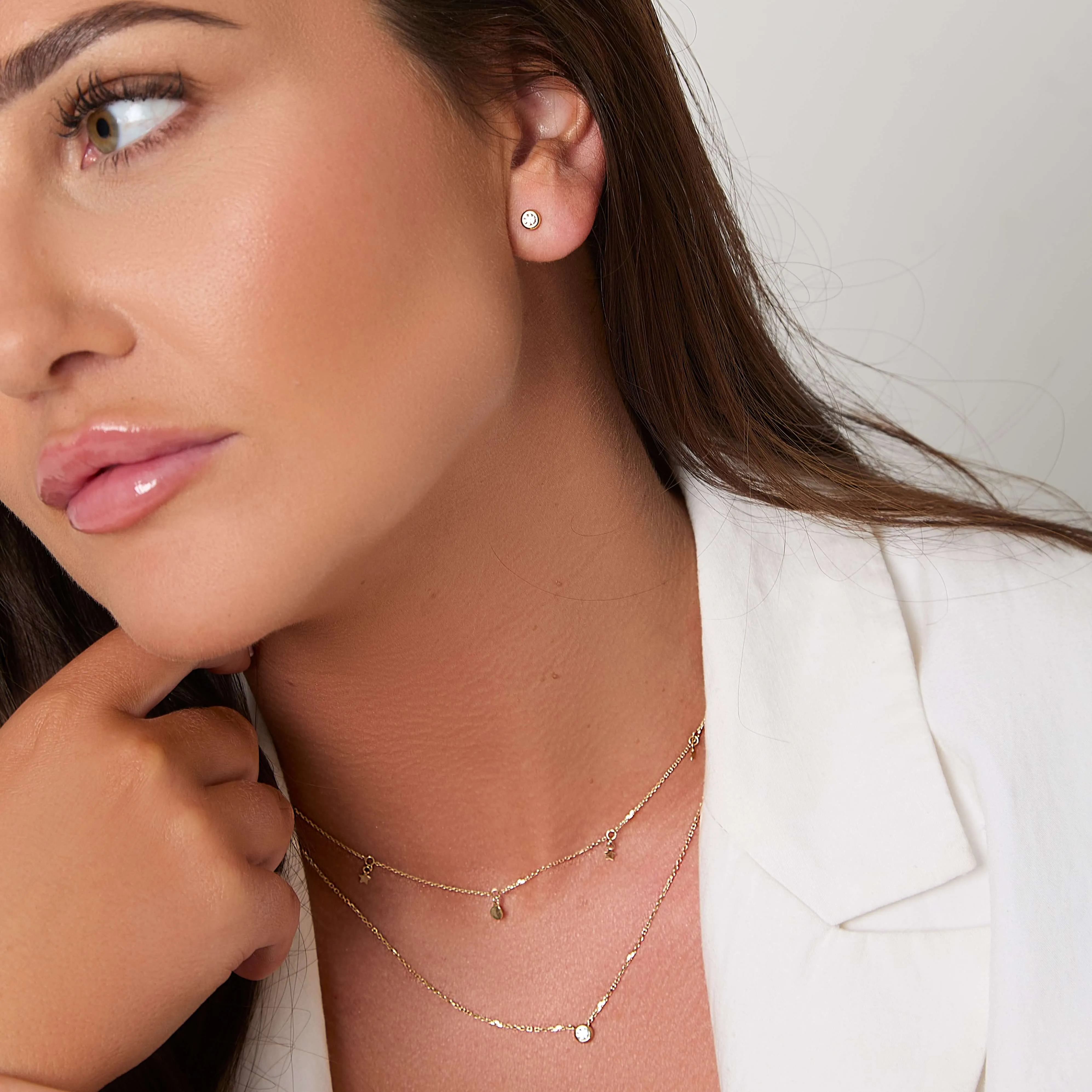 14k Solid Gold Lab Diamond Bubble Stud Earrings