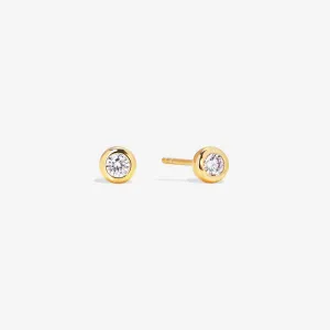 14k Solid Gold Lab Diamond Bubble Stud Earrings