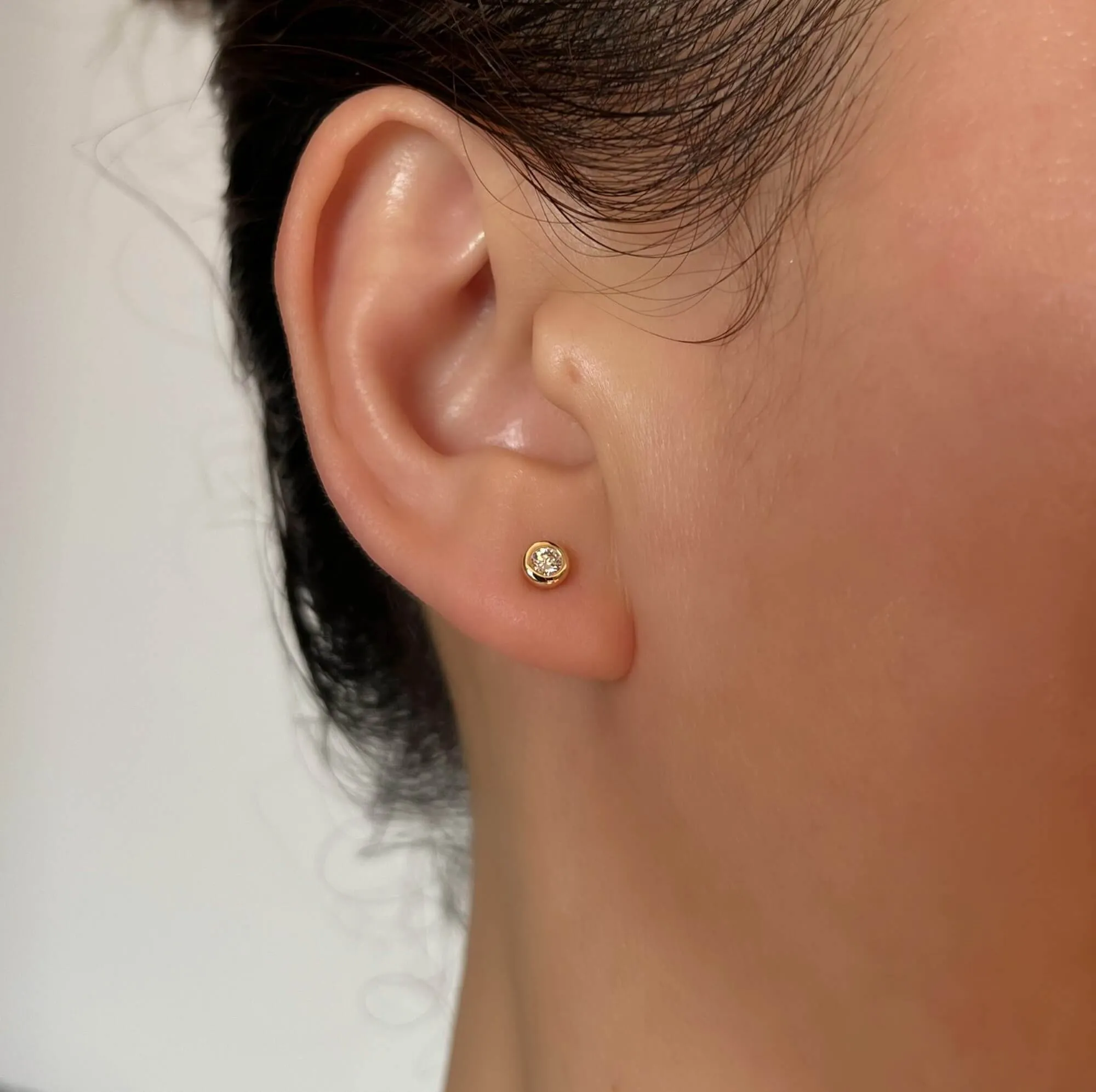 14k Solid Gold Lab Diamond Bubble Stud Earrings