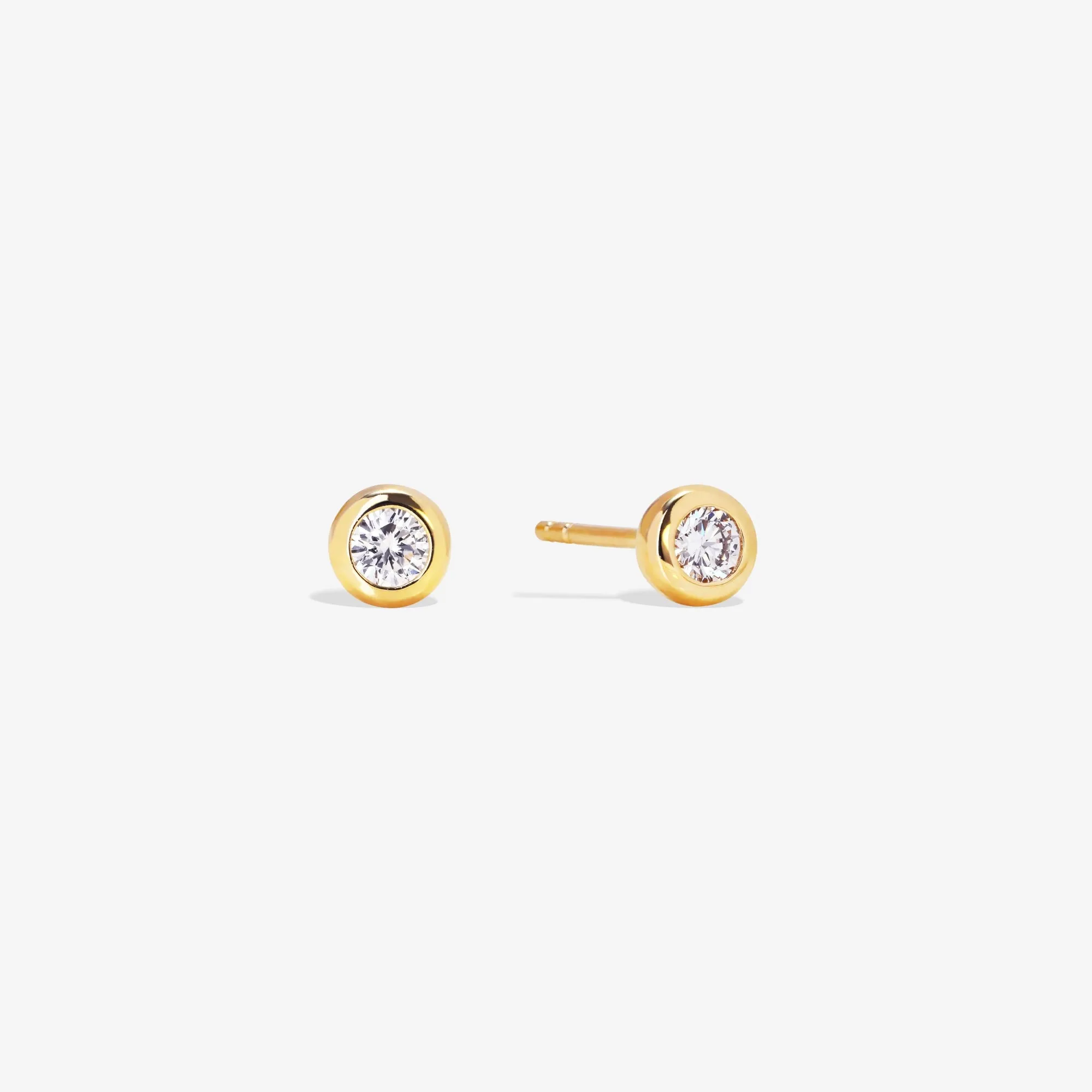 14k Solid Gold Lab Diamond Bubble Stud Earrings