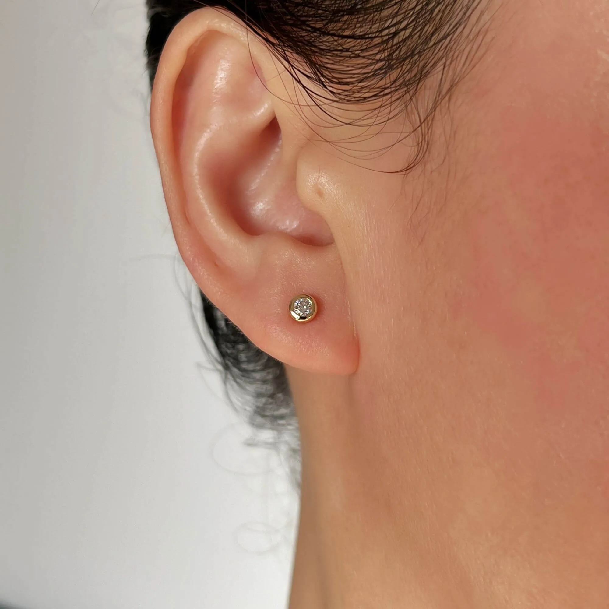 14k Solid Gold Lab Diamond Bubble Stud Earrings