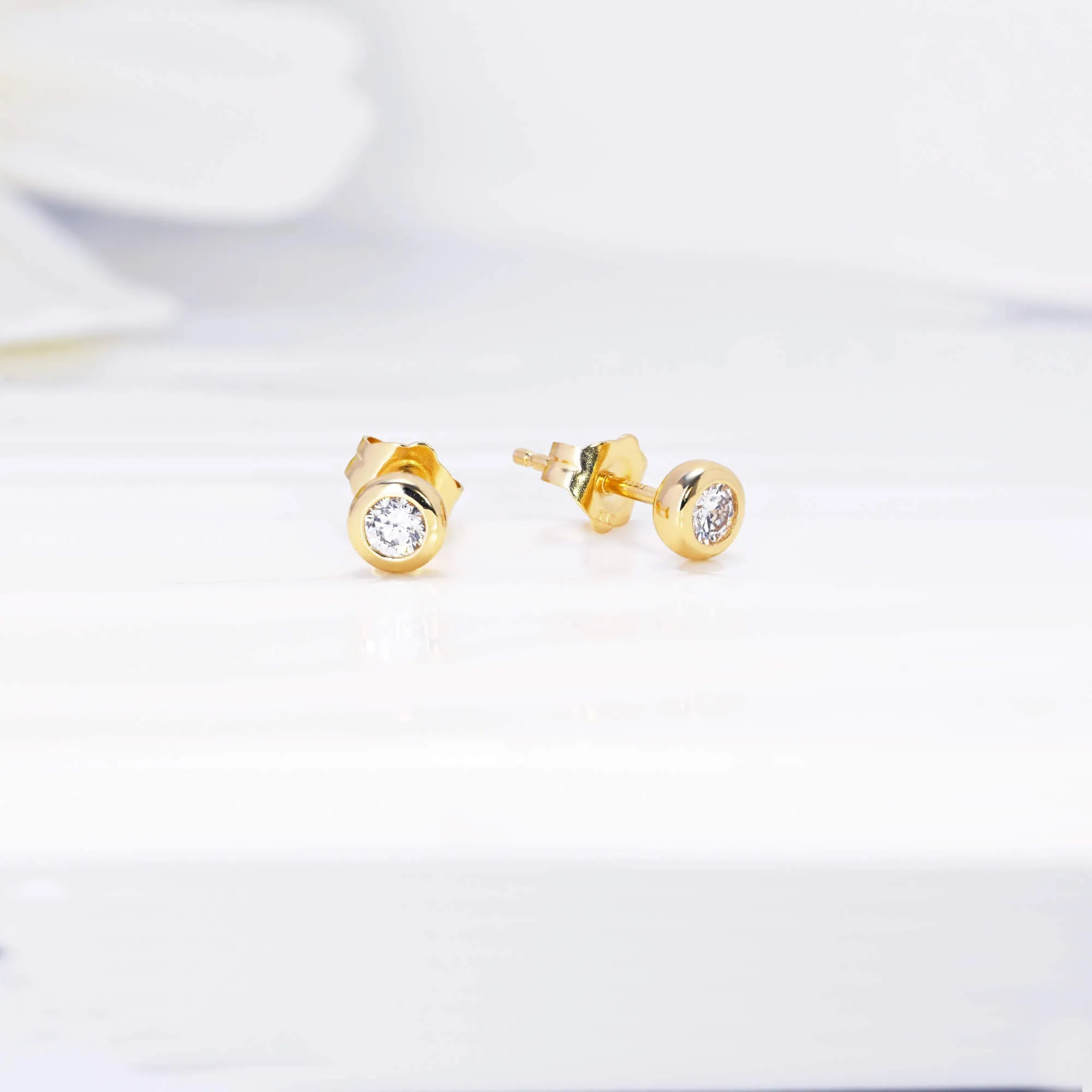 14k Solid Gold Lab Diamond Bubble Stud Earrings