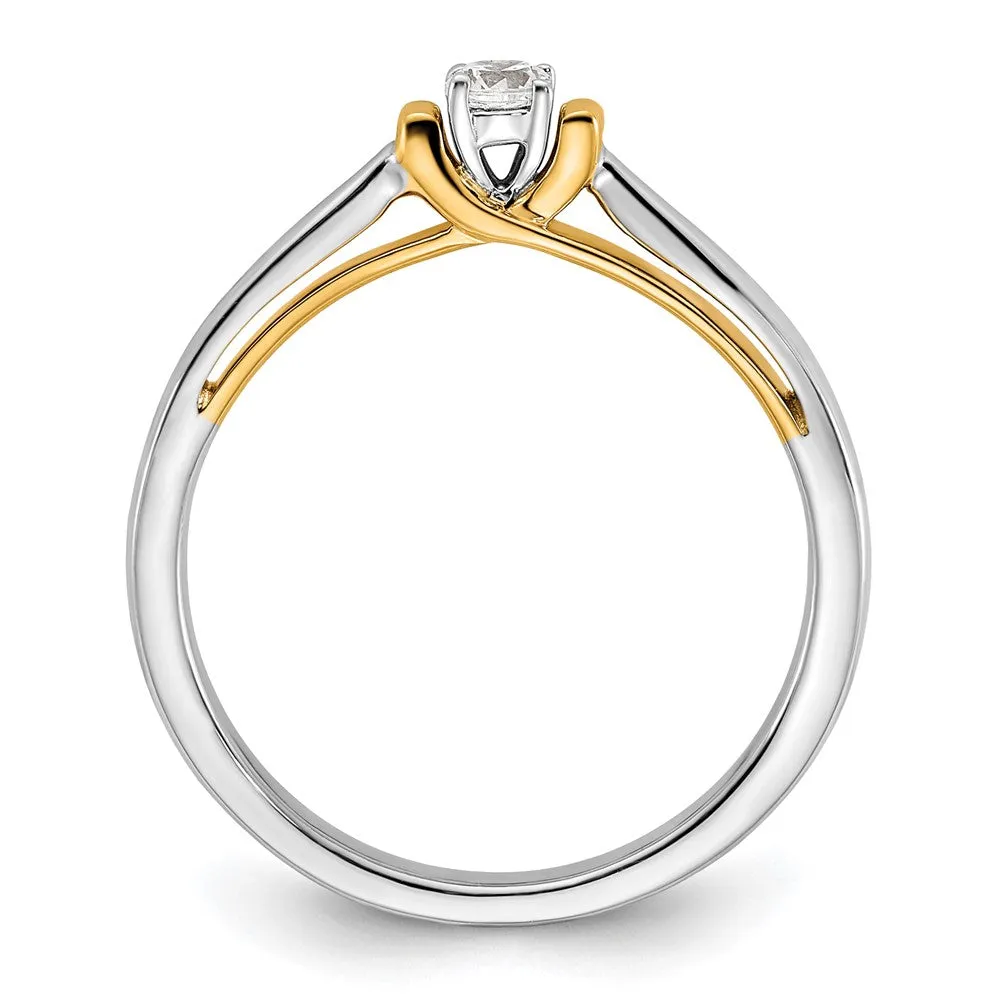 14k Two-tone Lab Grown Diamond Engagement Ring 0.12Ct Clarity- VS Color- G-H
