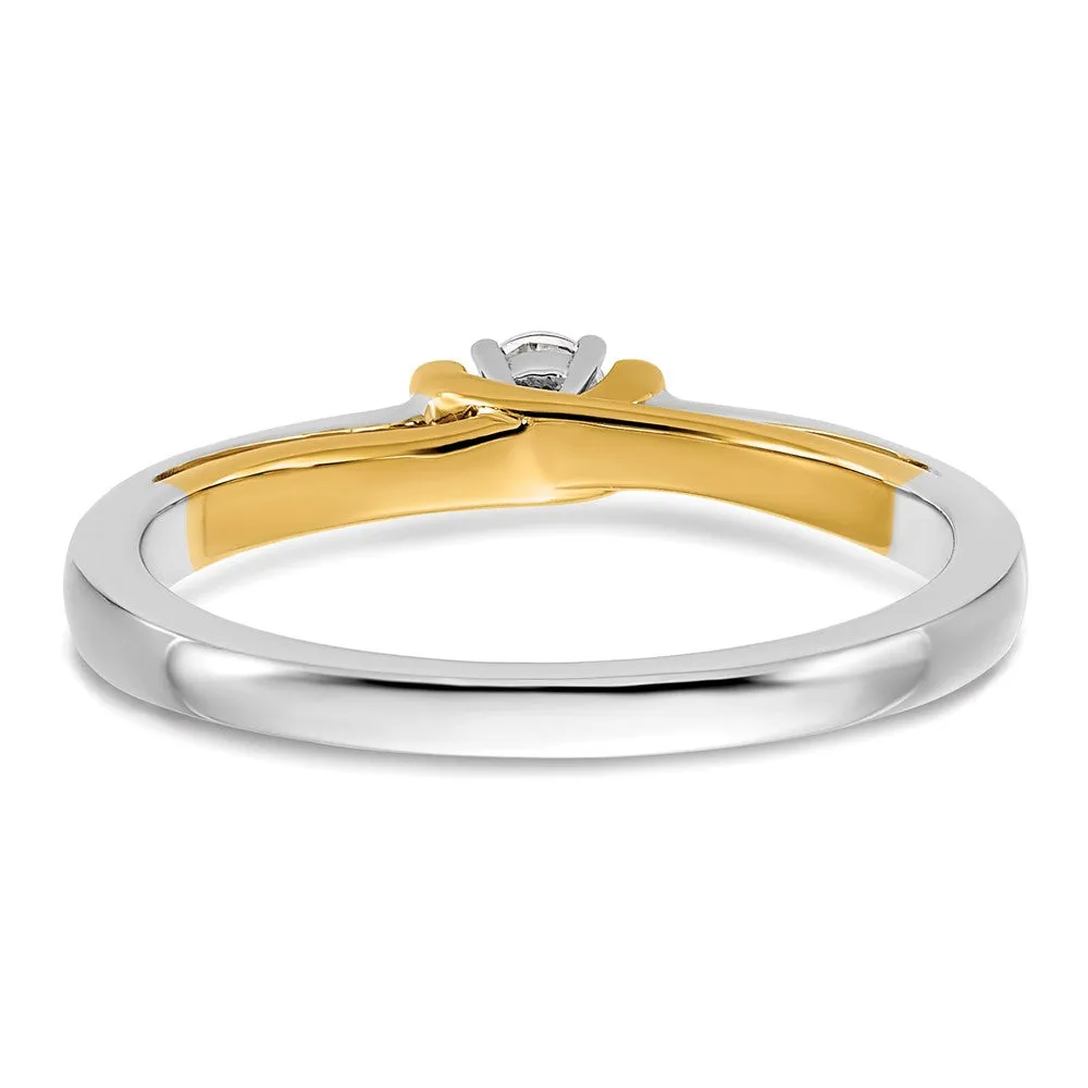 14k Two-tone Lab Grown Diamond Engagement Ring 0.12Ct Clarity- VS Color- G-H