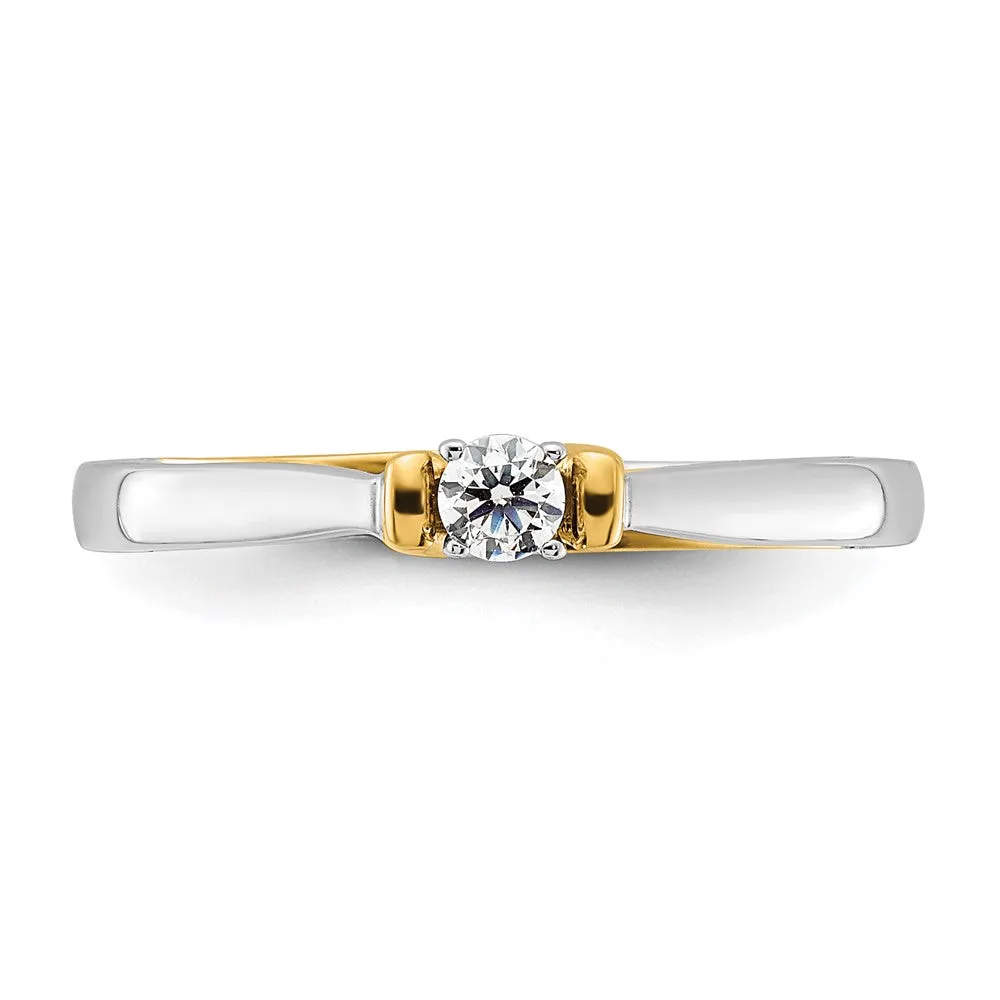 14k Two-tone Lab Grown Diamond Engagement Ring 0.12Ct Clarity- VS Color- G-H