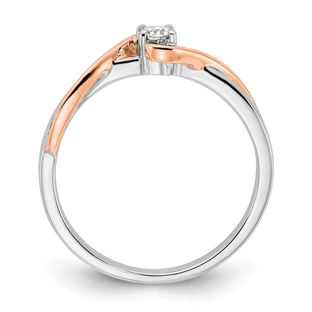 14k Two-tone Lab Grown Diamond Wedding Band Ring 0.12Ct Clarity- VS Color- G-H