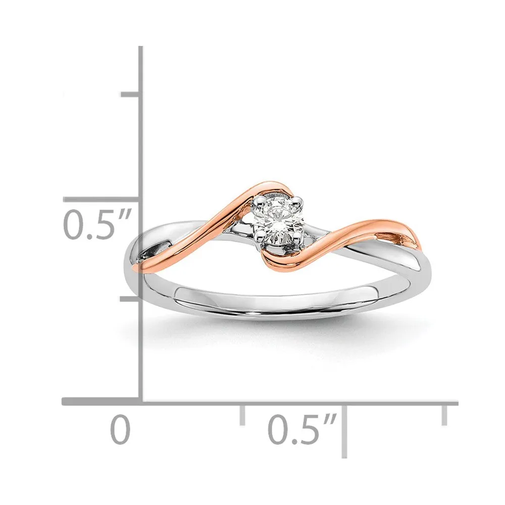 14k Two-tone Lab Grown Diamond Wedding Band Ring 0.12Ct Clarity- VS Color- G-H