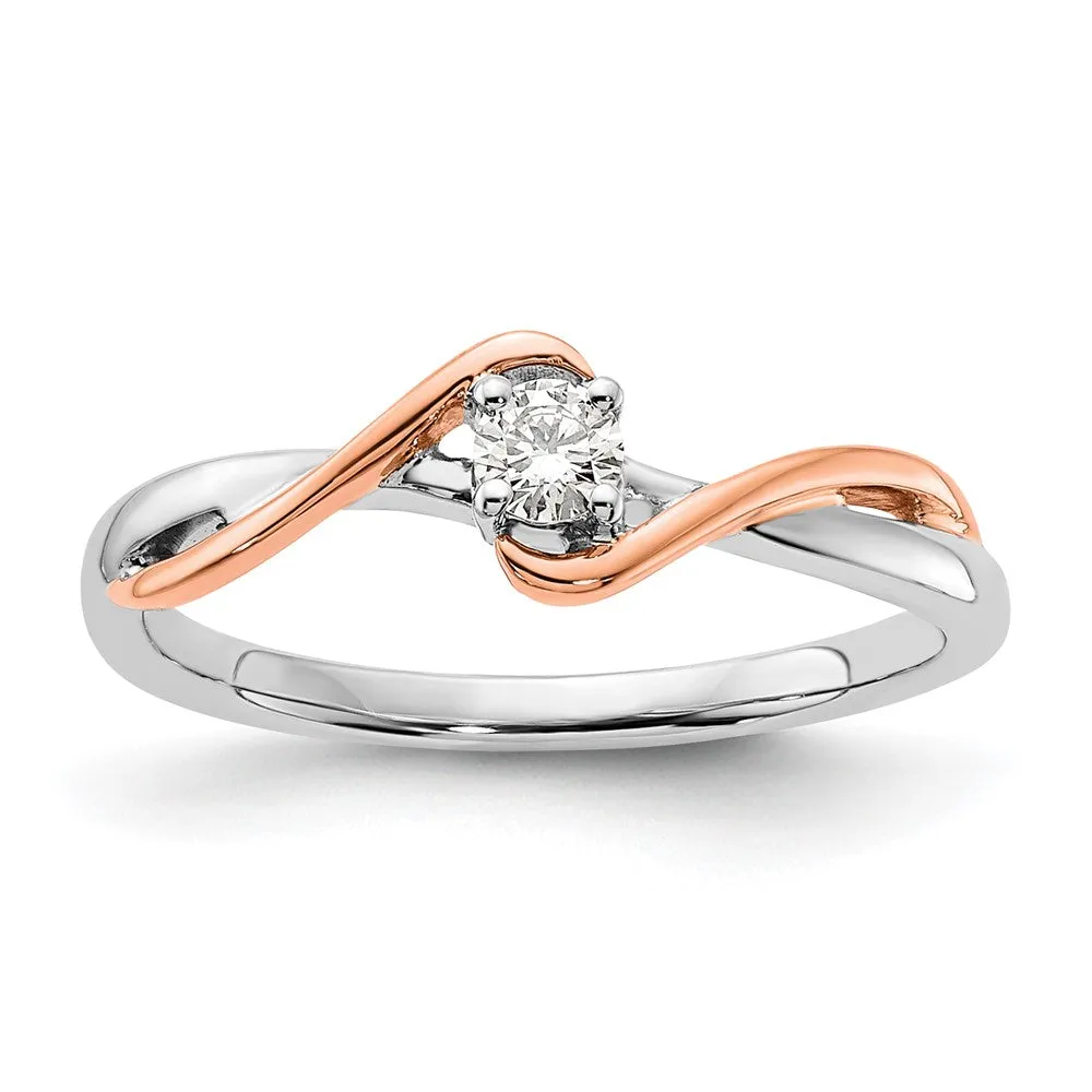 14k Two-tone Lab Grown Diamond Wedding Band Ring 0.12Ct Clarity- VS Color- G-H
