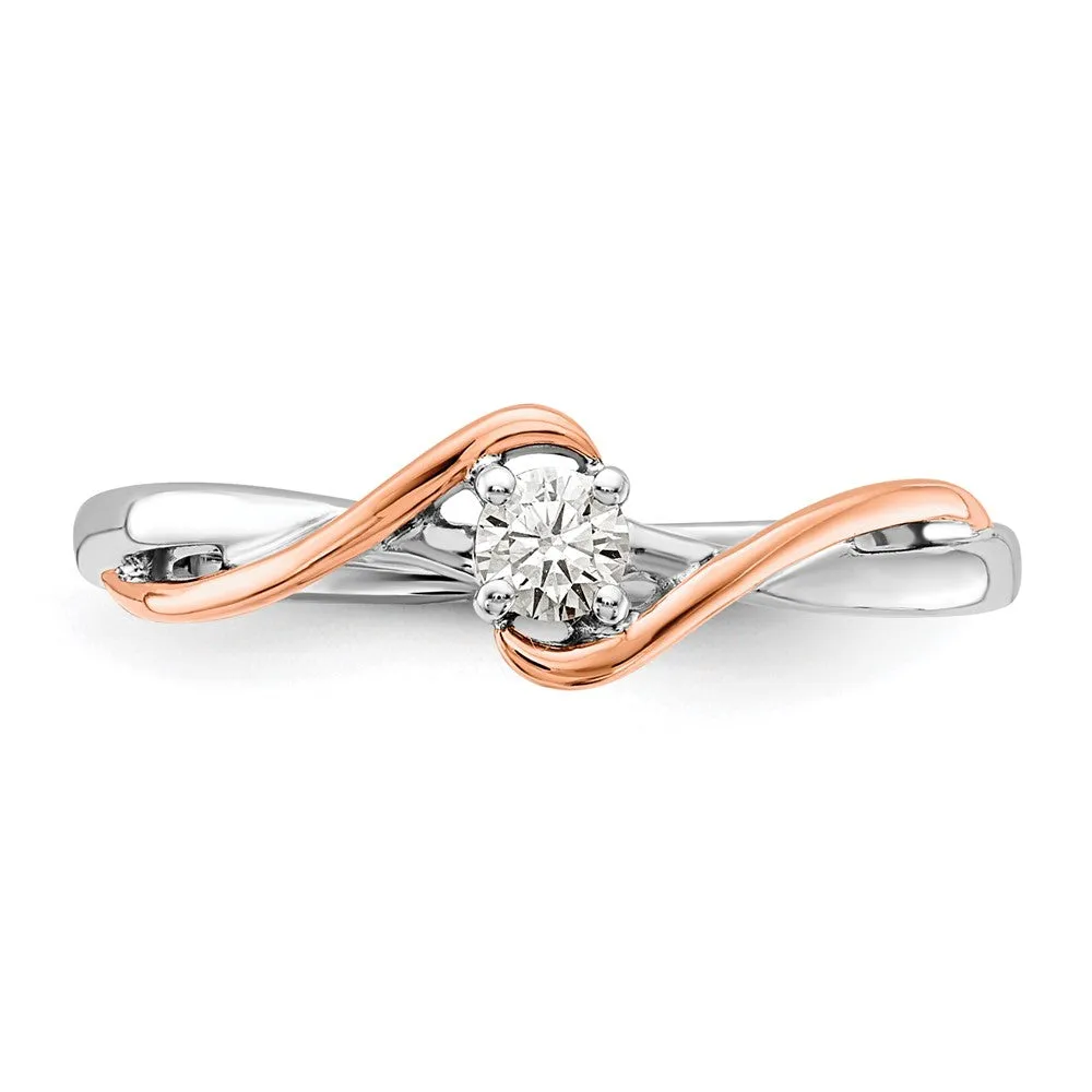 14k Two-tone Lab Grown Diamond Wedding Band Ring 0.12Ct Clarity- VS Color- G-H