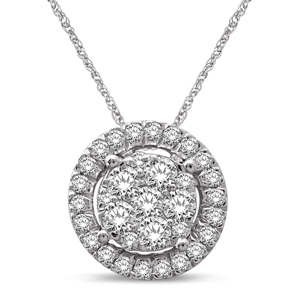 14K White Gold 1/3 Ct.Tw. Diamond Flower Pendant