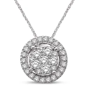 14K White Gold 1/3 Ct.Tw. Diamond Flower Pendant