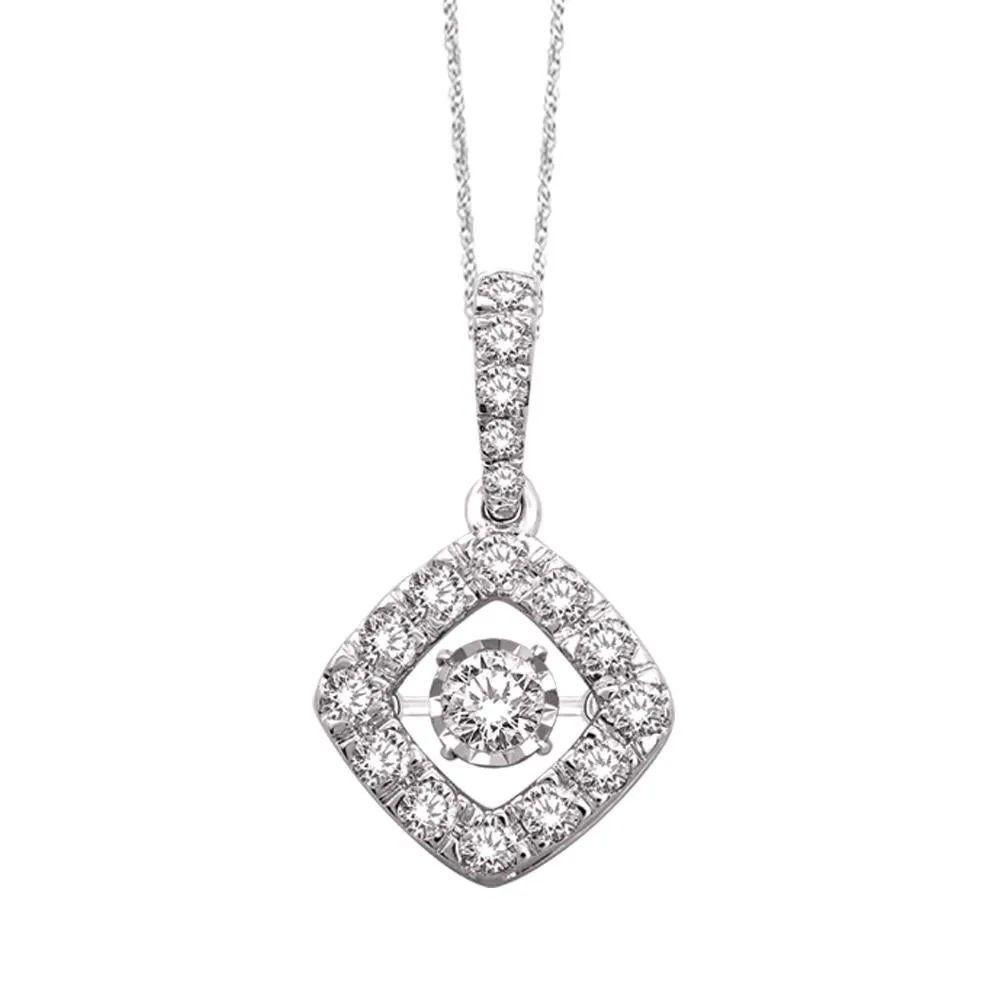 14K White Gold 2/5 Ct.Tw.Diamond Moving Diamond Pendant