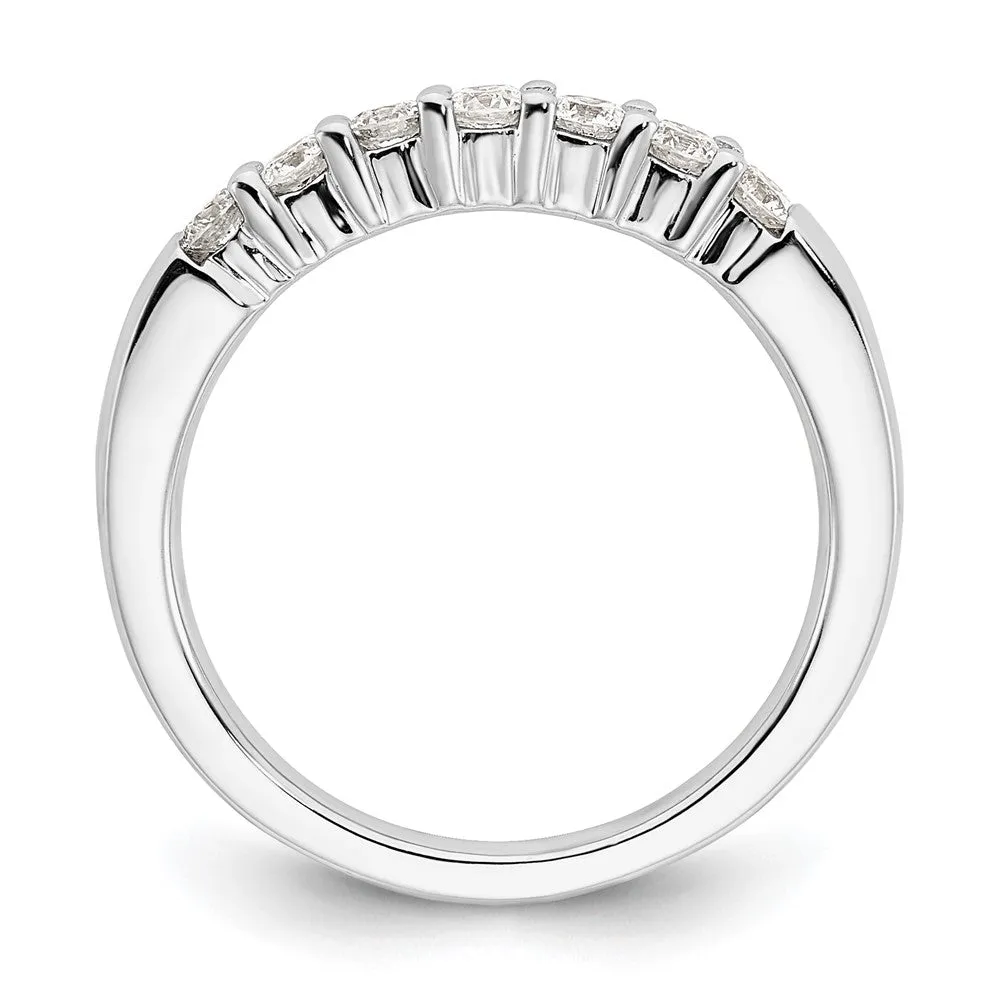 14k White Gold Lab Grown Diamond 7-Stone Band Ring 1/2Ct Clarity- VS Color- G-H