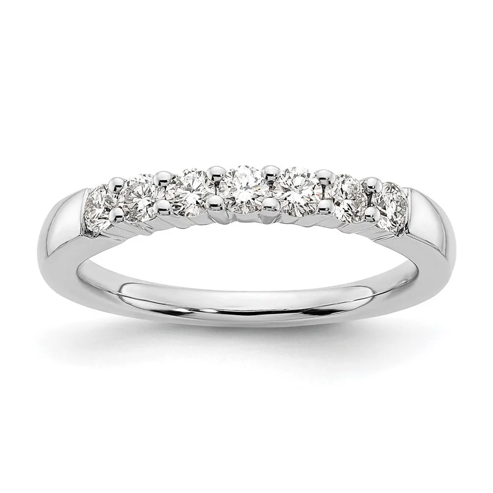 14k White Gold Lab Grown Diamond 7-Stone Band Ring 1/2Ct Clarity- VS Color- G-H