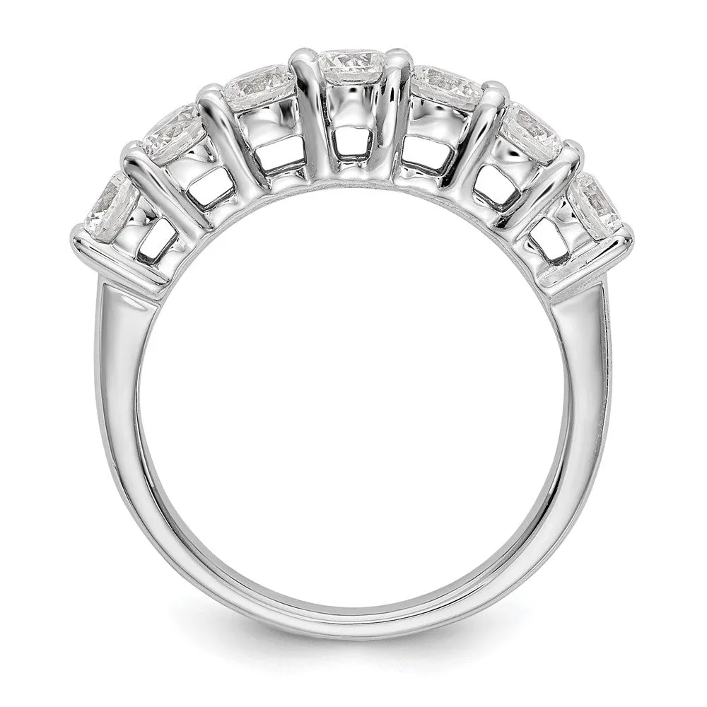 14k White Gold Lab Grown Diamond 7-Stone Wedding Band Ring 3/4Ct Clarity- VS Color- D-E